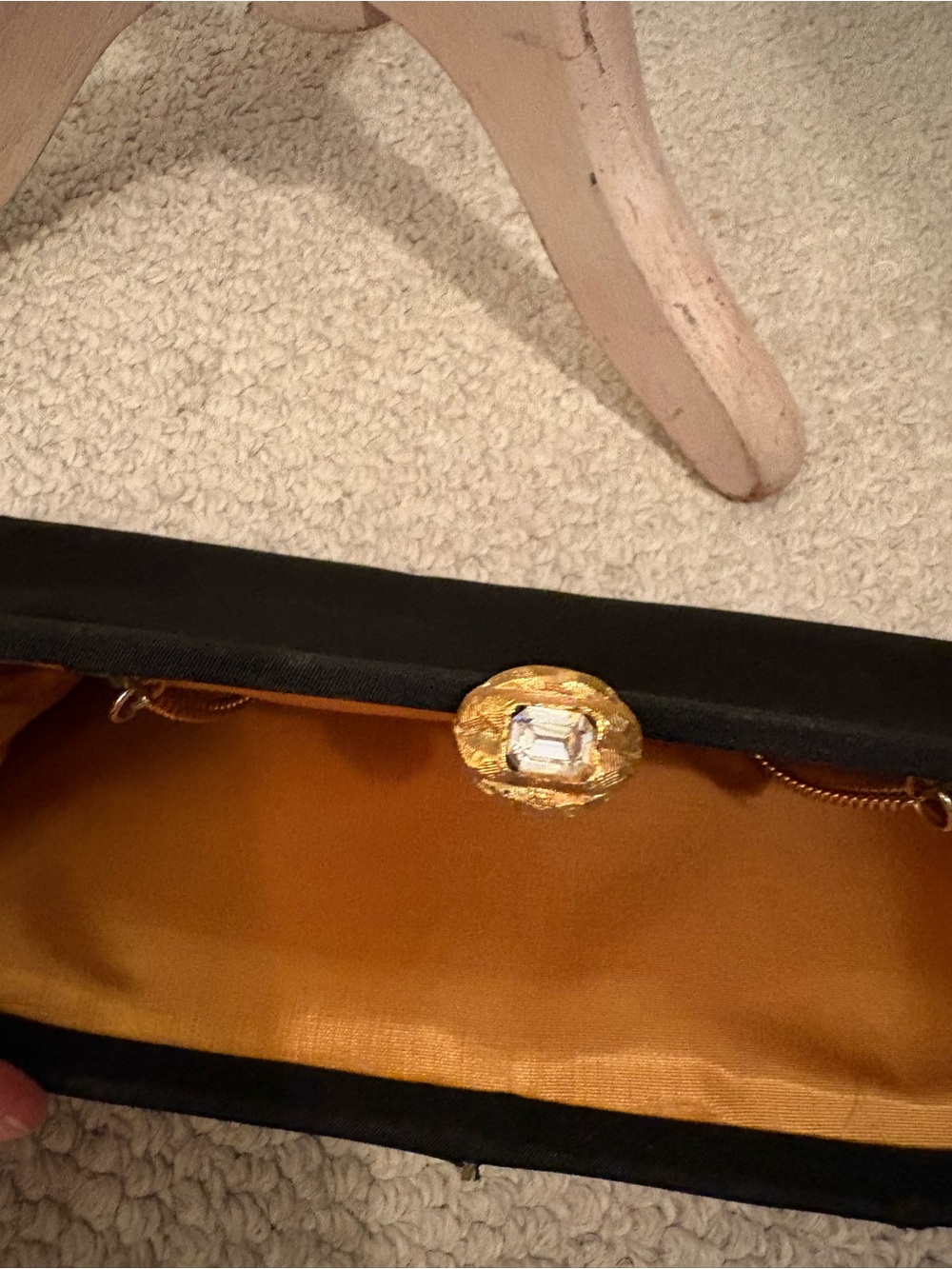 Vintage Classic Black Evening Clutch Handbag closure with rhinestone - Picture 4 of 4